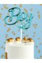 Cake Topper Stick with Ornament Chrome Gender Reveal Party Baby Shower Blue Lettered Stick - 5