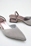 Women's Open Back Elastic Glittery Heeled Shoes Platinum - 3