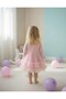Pink Skirt Hemline 2 Layers Ruffle Detailed Long Sleeve Girls' Dress - 2