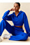 Casi̇ Women's Hooded V-Neck Pipe Leg Sweatpants Set