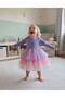 Lilac 3 Layers Color Gradient Tulle Skirted Matte Jersey Fabric Lined Long Sleeve Girls' Baby Girl Dress - 2