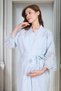 New Season Blue Scallop Linen Dressing Gown Special Design Summer Cotton Maternity Dressing Gown, Nightgown Set - 2