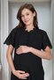 New Season Black Scallop Linen Dressing Gown Special Design Summer Cotton Maternity Dressing Gown, Nightgown Set - 6
