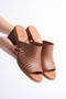 Genuine Leather Orthopedic Poly Sole Laser Cut Thick-Heeled Women's Slippers