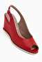 Marly Genuine Leather Red Wedge Heeled Women's Sandals