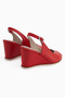Marly Genuine Leather Red Wedge Heeled Women's Sandals - 6