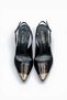 Women's Black Semi-Glossy Medium Heel Stiletto with Metal Toe Buckle New Season F135 - 5