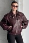 Women's Oversize Burgundy Leather Bomber Jacket - New Season Premium Biker Leather Coat