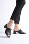 Genuine Leather Orthopedic Poly Sole Laser Cut Thick-Heeled Women's Slippers - 3