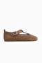Danni Genuine Leather Mink Suede Belted Women's Ballerinas - 2