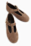 Danni Genuine Leather Mink Suede Belted Women's Ballerinas - 5