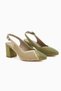 Cassie Genuine Leather Green Beige Heeled Women's Sandals - 3