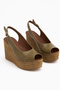 Caty Khaki Wedge Heeled Women's Sandals - 3