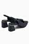Donia Genuine Leather Navy Blue Heeled Women's Sandals - 6