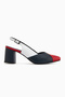 Brenda Genuine Leather Red Navy Blue Women's Heeled Sandals - 2