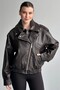 Women's Oversize Bitter Brown Leather Bomber Jacket - New Season Premium Biker Leather Coat