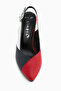 Brenda Genuine Leather Red Navy Blue Women's Heeled Sandals - 3