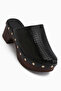 Dorita Black Platform Heeled Women's Slippers