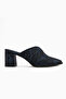 Rachel Genuine Leather Navy Blue Snake Patterned Women's Heeled Slippers - 2