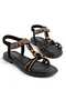 Rio Black Knitted Band and Stone Women's Sandals - 3