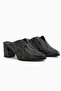 Rachel Genuine Leather Black Snake Pattern Women's Heeled Slippers - 3