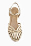 Serry Genuine Leather Women's Sandals with Gold Buckle - 3