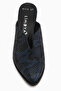 Rachel Genuine Leather Navy Blue Snake Patterned Women's Heeled Slippers - 3