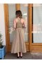 Earth Color V-Neck Thick Strap Belt Detailed Linen Dress - 2