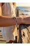 Women's Steel Handcuff Charm Lock Key Stoned Wrist Open - 3