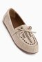 Darya Beige Suede Embroidered Moccasin Shoes Women's Loafer