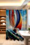 Bathroom Curtain, Mosaic Wavy Sea and Ship Pattern Shower Curtain, Bathtub Curtain 175X200Cm - 3