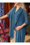 Petrol Color Hooded Mercerized Cardigan - 2