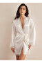 Women's Satin Lace Detailed Simple and Stylish Short Satin Dressing Gown