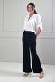 Women's Elastic Waist Palazzo Knitwear Trousers - 2