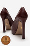 Genuine Leather Women's Burgundy Leather Platform Heeled Shoes Pointed Toe Evening Dress Shoes Sienaderi - 4
