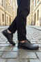 Men's Black Lace-Up Casual Shoes Genuine Leather Stitched Comfortable Sole Breathable - 2