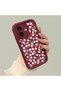 iPhone 16 Compatible Cute Floral Patterned Burgundy Phone Case - Aesthetic and Protective
