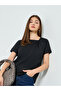 Black Asymmetric Neck Knit T-Shirt
