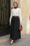 Black Modal Skirt with Gathered Belt
