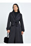 Black Regular Fit Belted Tailored Kimono - 4