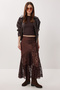 Satin Surface Lace Skirt Lnt0022 Brown - 4