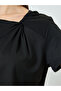 Black Asymmetric Neck Knit T-Shirt - 4