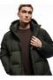 Hooded Zippered Long Inflatable Coat with Pocket Detail - 3