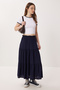 Flounced Summer Long Viscose Skirt Lrn0008 Dark Blue - 2