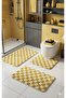 Chess Dama Pattern Latex Non-Slip Base Machine Washable 3-Piece Bath Mat 60X100 60X50 60X50 cm - 2