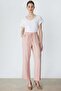 Wide Leg Trousers with Lace-up Waist - 3