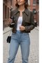 Women's Black-Khaki-Beige and Brown Cropped Trench Coat Jacket - Short Cut Street Style - 3