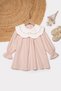Embroidered Dress for Girls with Collar and Embroidery Detail, Holiday Dress