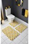Chess Dama Pattern Latex Non-Slip Base Machine Washable 3-Piece Bath Mat 60X100 60X50 60X50 cm