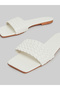 White Braided Slip-On Flat Sandals - 3
